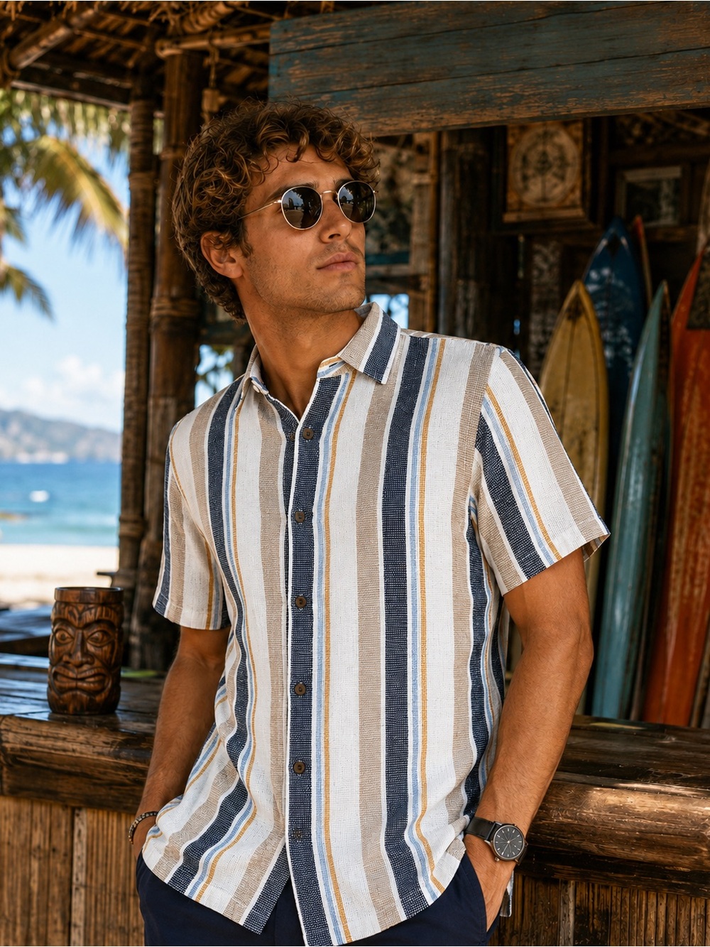Hudson & Barrow 100% Cotton Textured Stripe Shirt NWT Size S